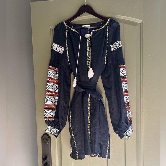 NEW  100% Linen, Vyshyta Boho Dress - Slavic traditional embroidered detailing 💙 - Picture 4 of 9